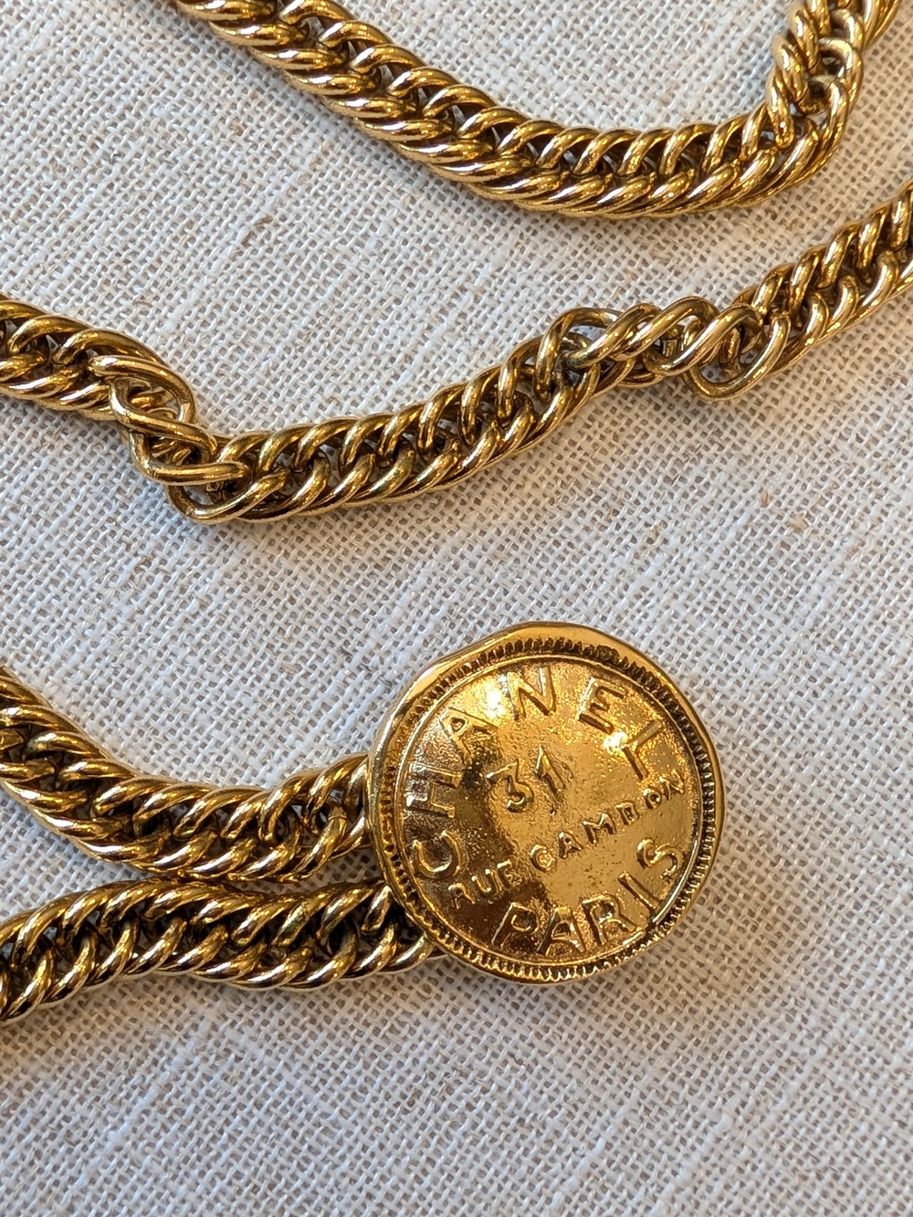 Chanel 31 Rue Cambon Paris Double Chain Logo Belt Necklace - Gold - Picture 3 of 6